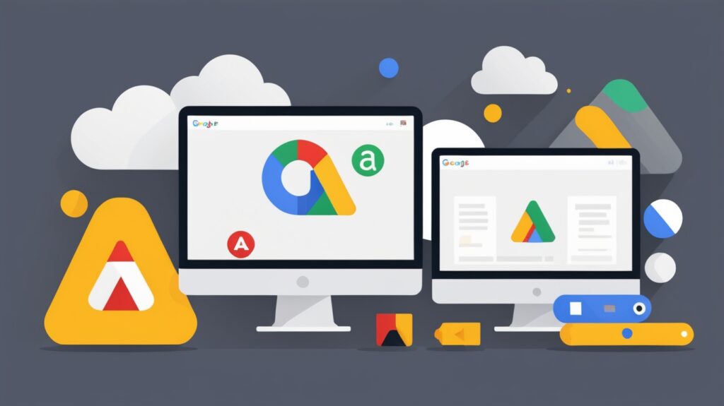 иконки Google Ads на мониторах