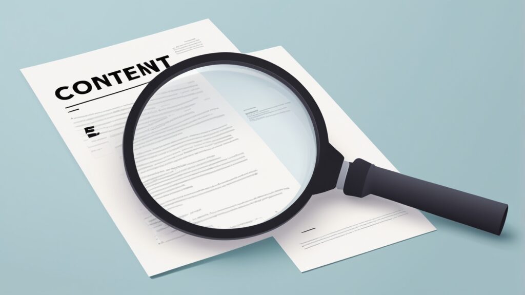 Увеличительное стекло над уникальным текстом