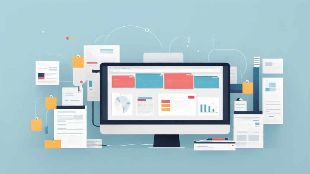 Минималистичное изображение структуры сайта с элементами SEO.